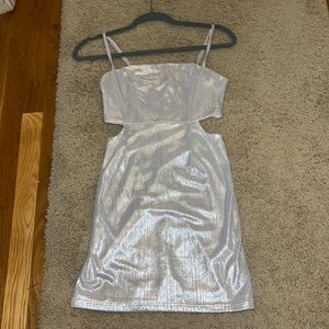 Lulus silver mini cutout dress size XS